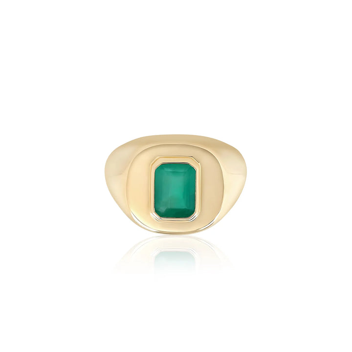 Chubby Green Emerald Signet Ring