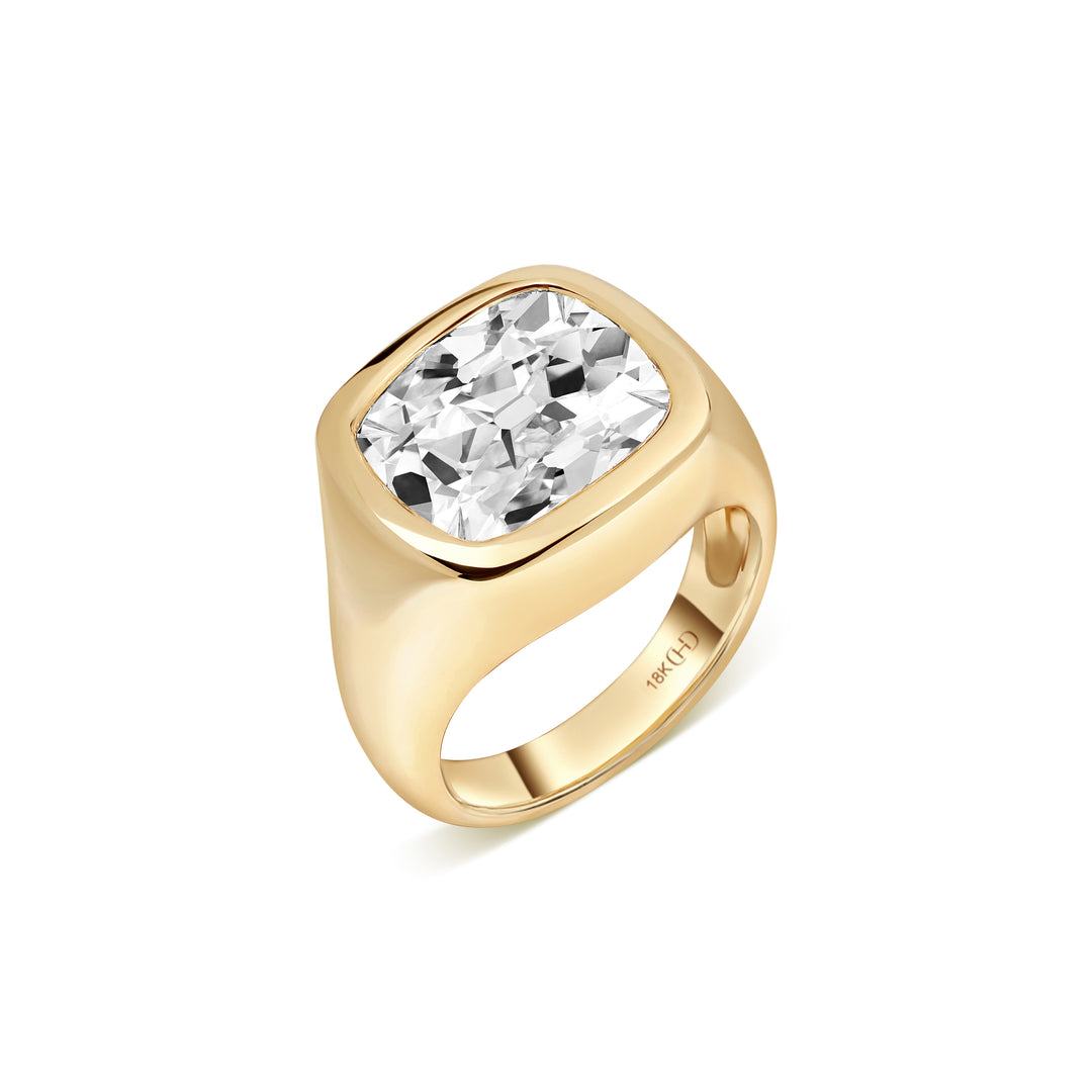 Chunky Gold Antique Cushion Diamond Ring