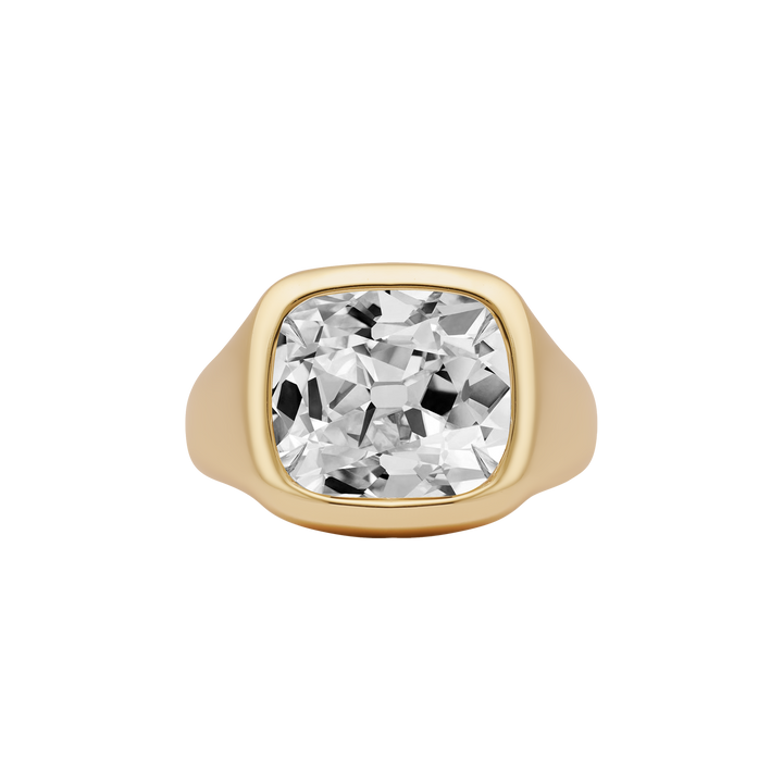 Chunky Gold Antique Cushion Diamond Ring