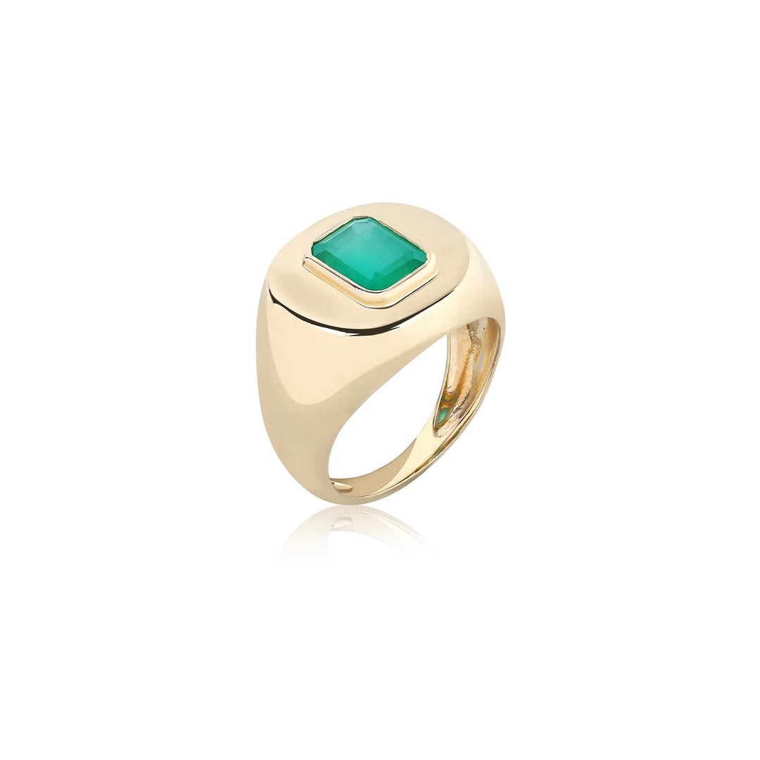 Chubby Green Emerald Signet Ring