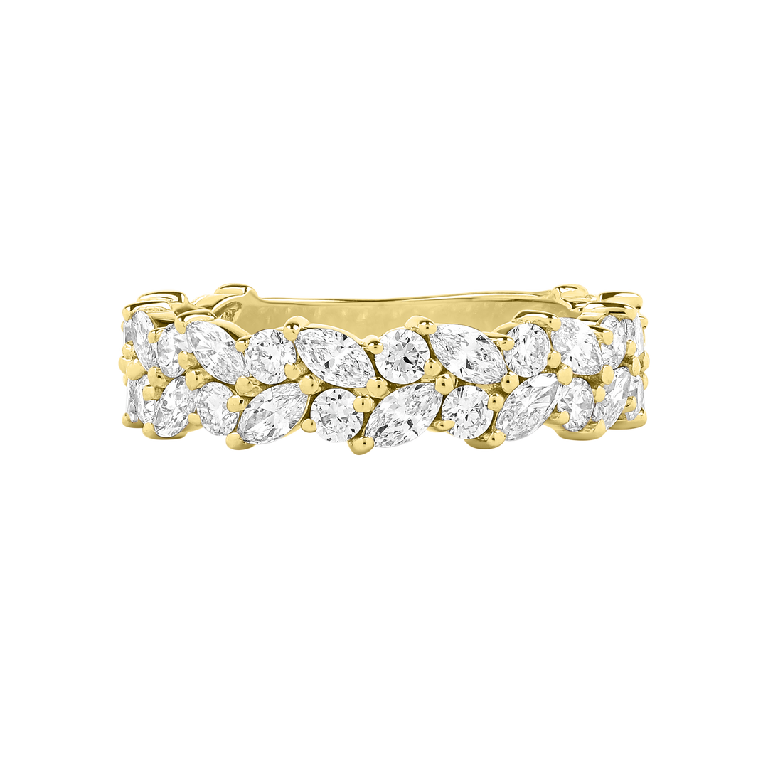 Double Row Marquise and Round Diamond ring