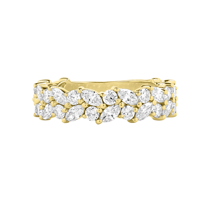 Double Row Marquise and Round Diamond ring