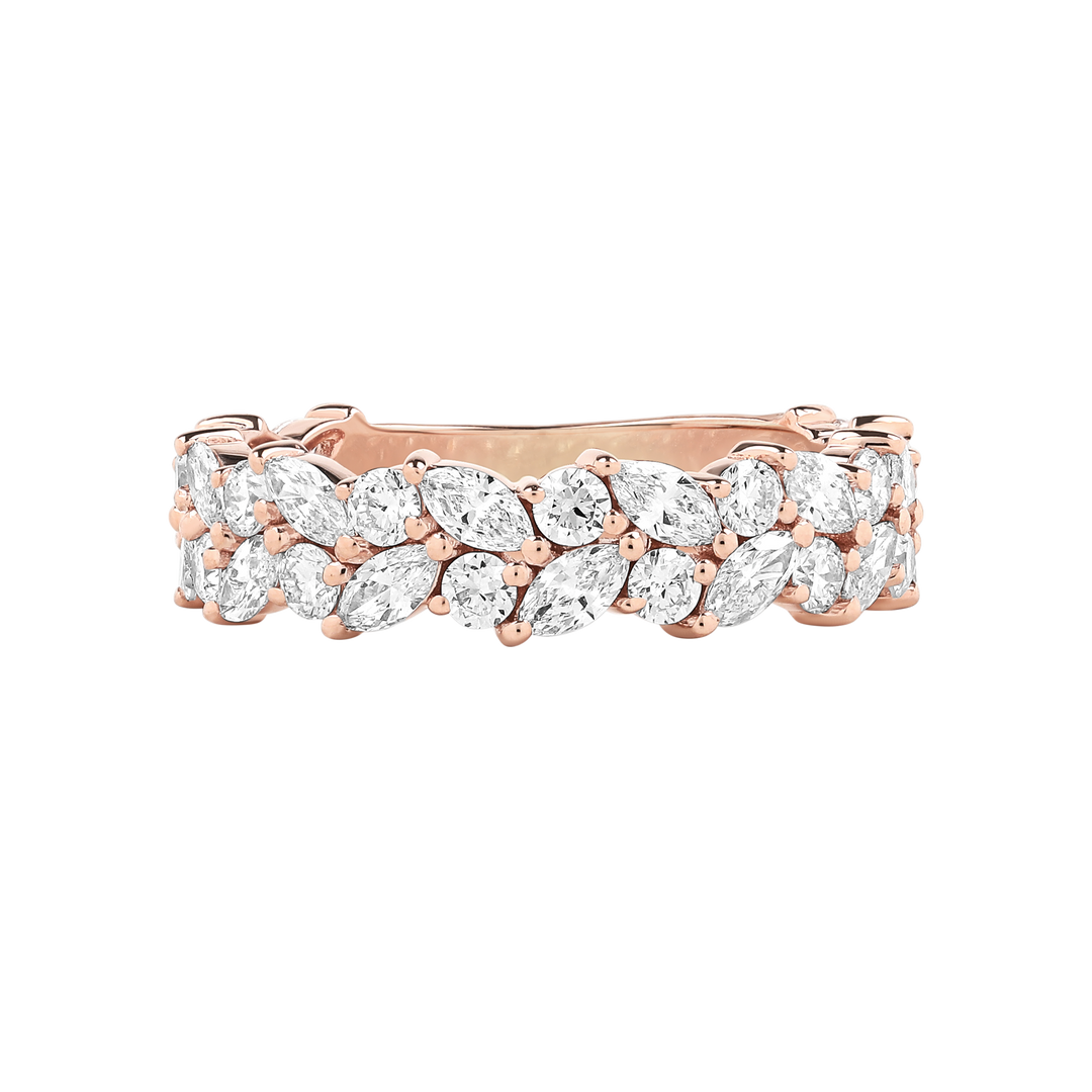 Double Row Marquise and Round Diamond ring