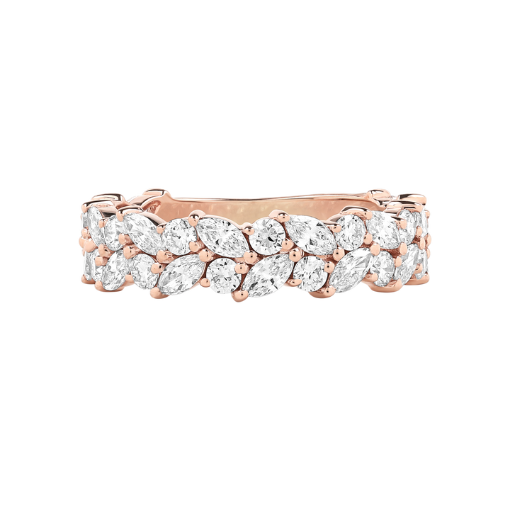 Double Row Marquise and Round Diamond ring