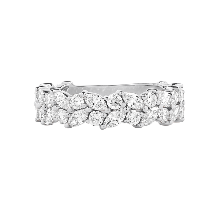 Double Row Marquise and Round Diamond ring