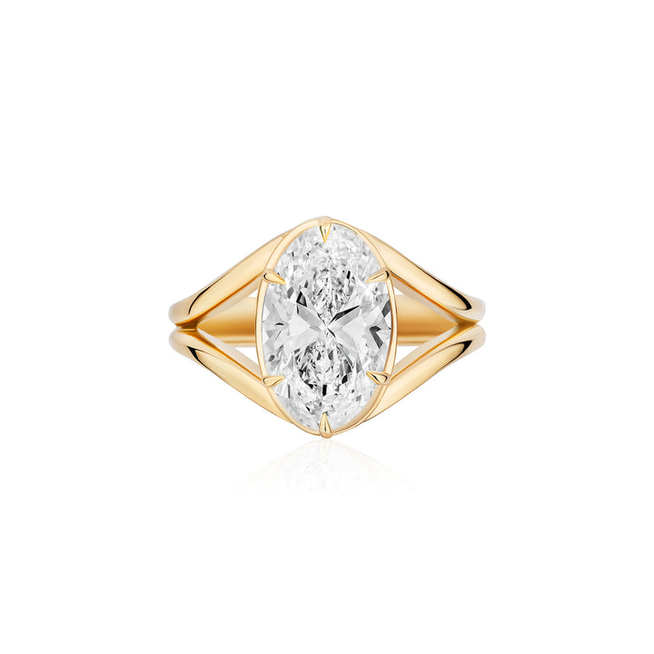 Oval Diamond Split Shank Ring