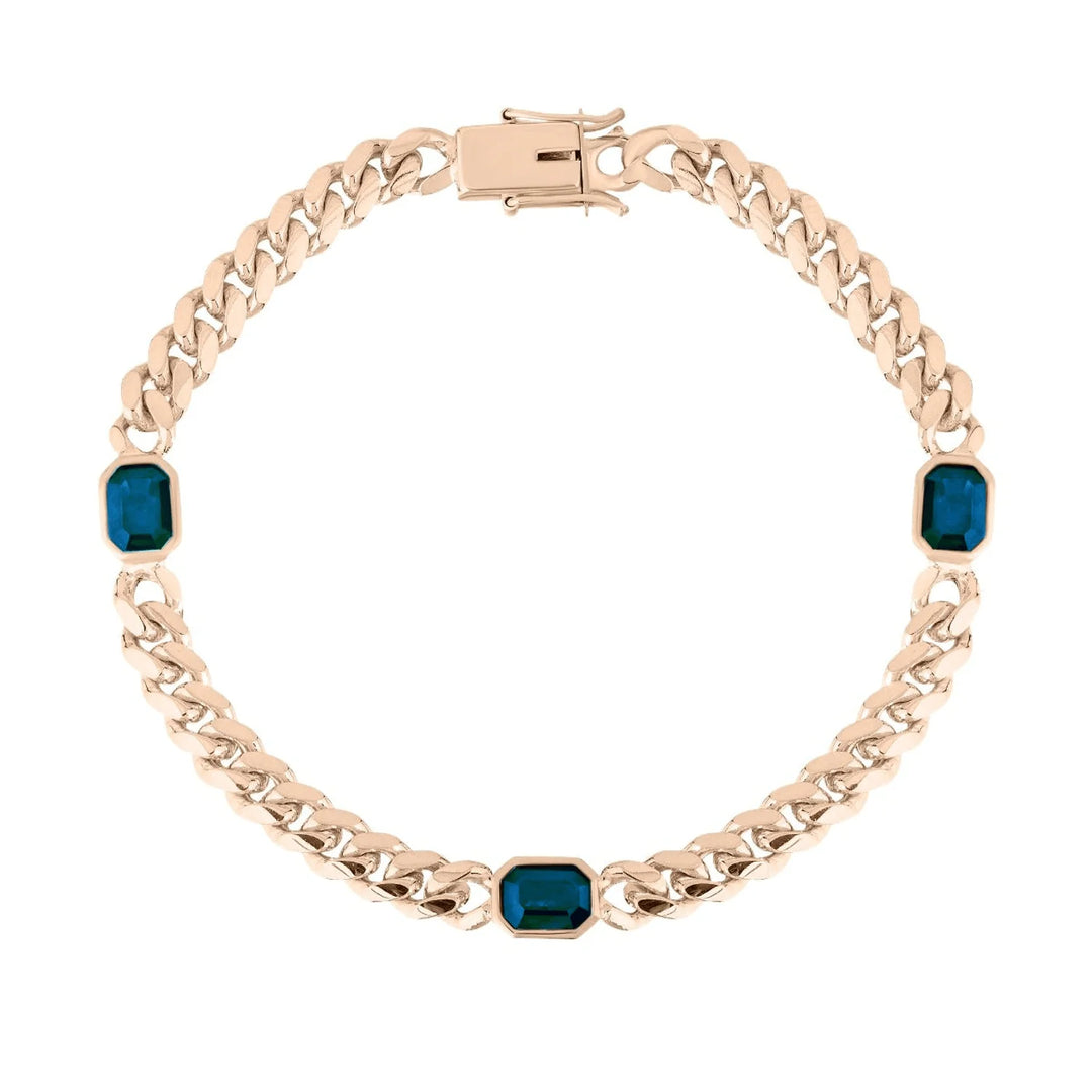 Cuban Chain Bracelet With Colored Stones