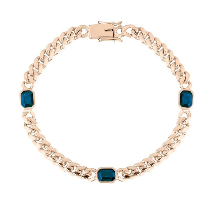 Cuban Chain Bracelet With Colored Stones