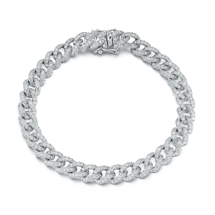 Puff Pavé Diamond Cable Chain Bracelet