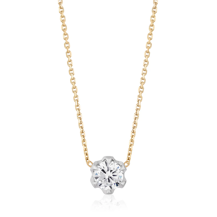 Two-Tone Buttercup Round Diamond Necklace