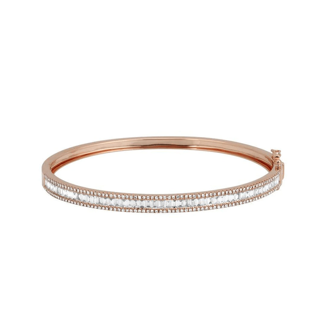 Baguette Framed Round Diamond Bangle