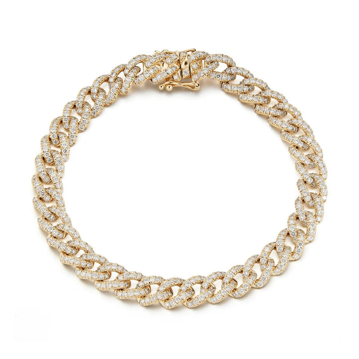 Puff Pavé Diamond Cable Chain Bracelet