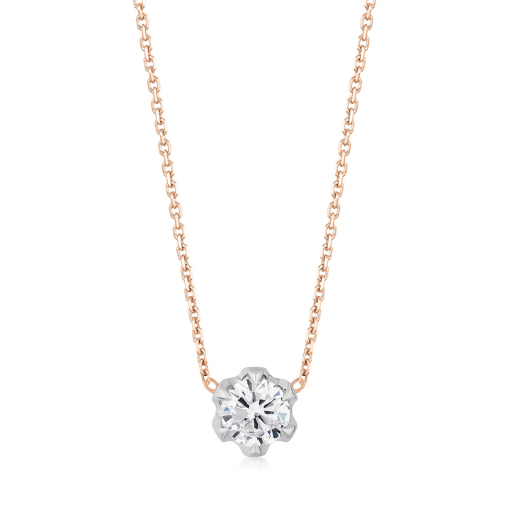 Two-Tone Buttercup Round Diamond Necklace