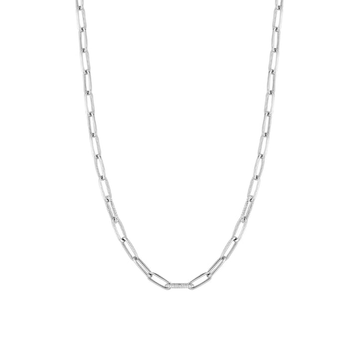 Paperclip Chain with 3 Pavé Diamond Links