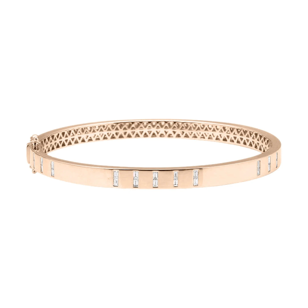 Gold Bangle Baguette Diamond Stack