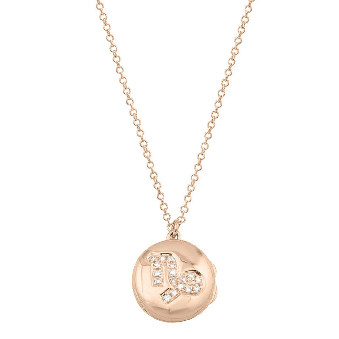 Gold Zodiac Locket Diamond Necklace