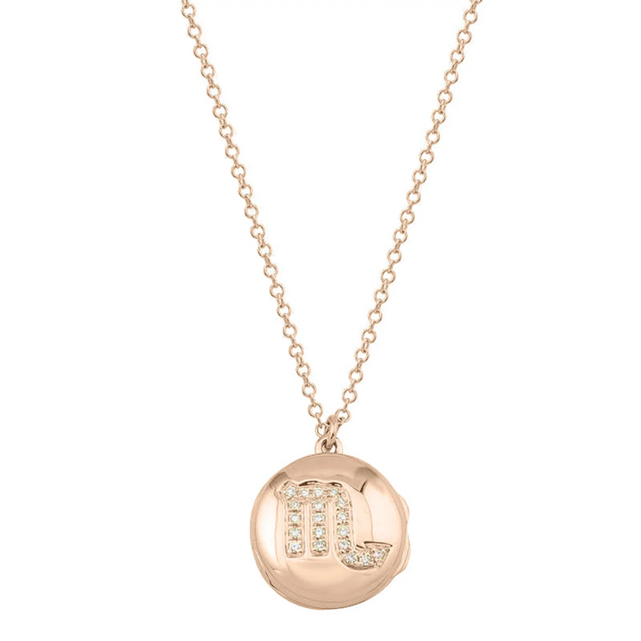 Gold Zodiac Locket Diamond Necklace