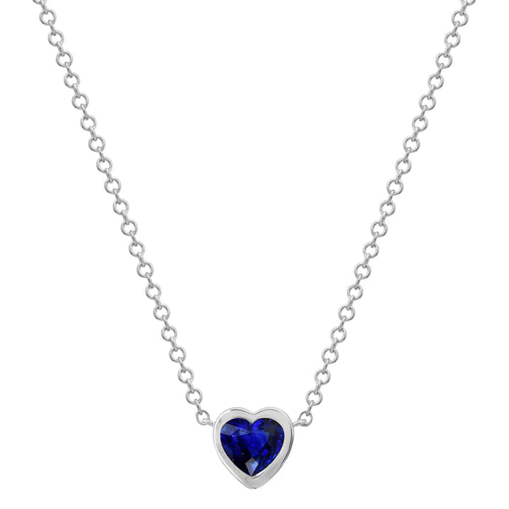 Bezel Heart Necklace with Colored Stone