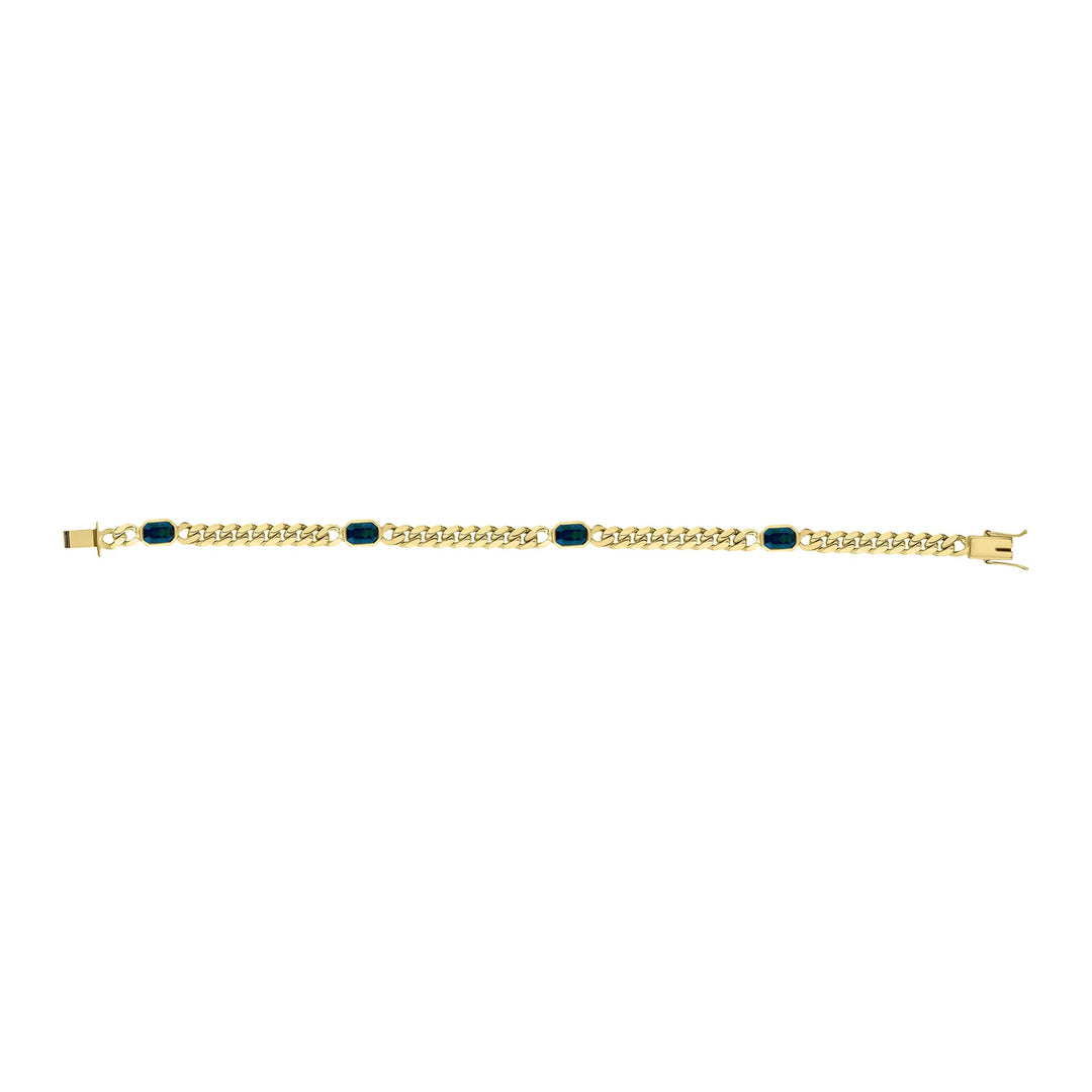 Cuban Chain Bracelet With Colored Stones