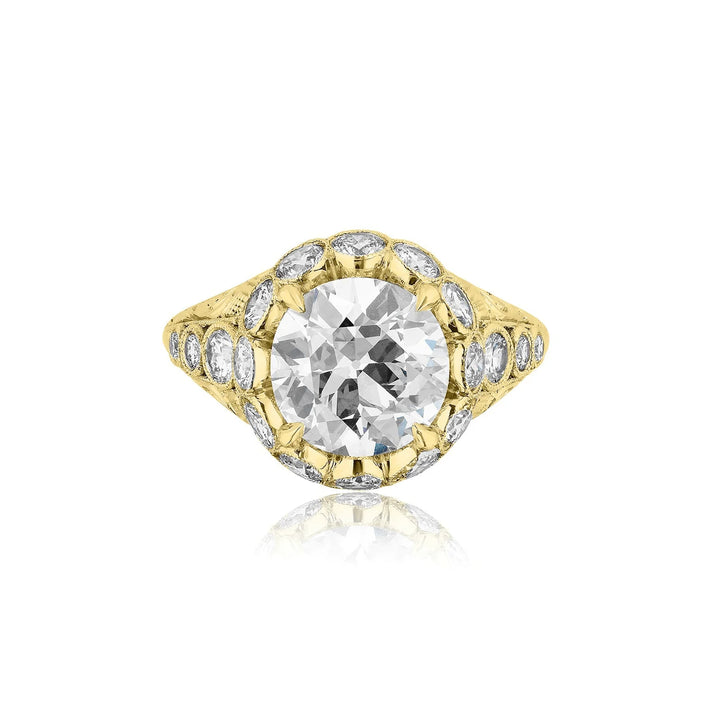 Old Mine Round Diamond Engagement Ring