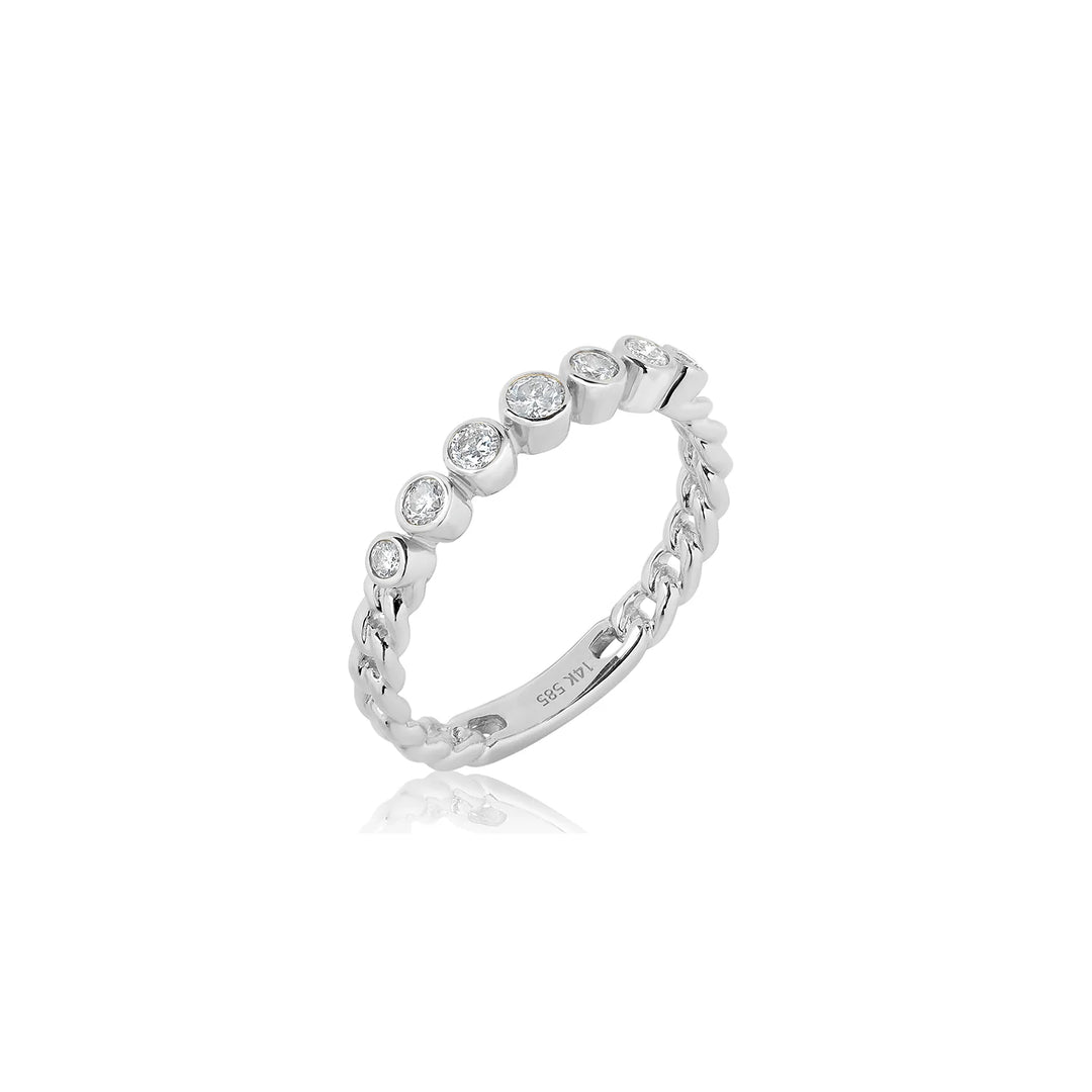 Round Bezel Diamond Chain Ring