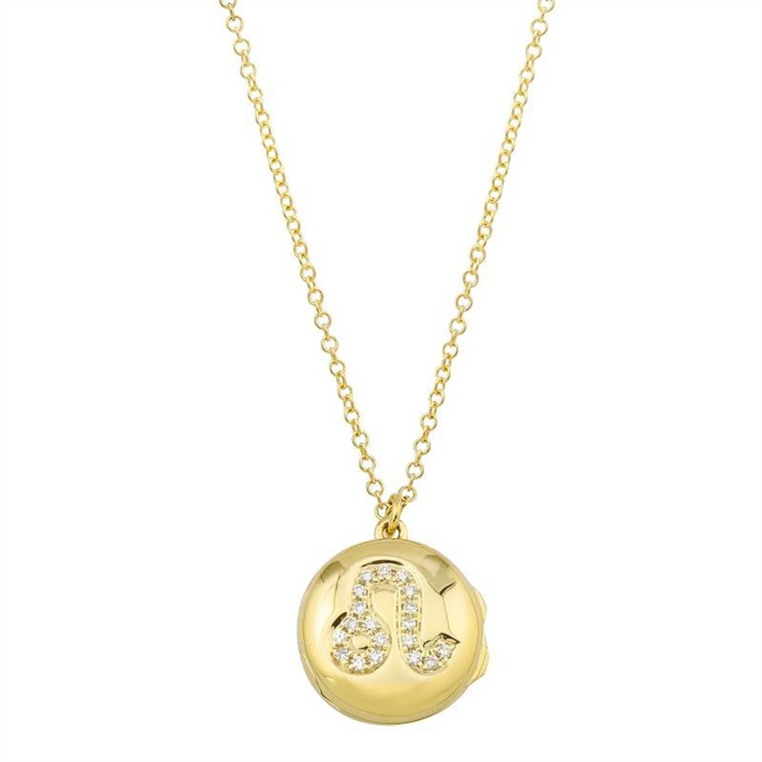 Gold Zodiac Locket Diamond Necklace