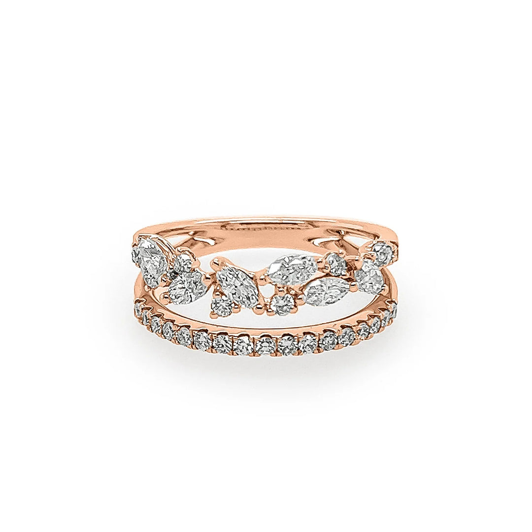 Marquise & Round Cluster Double Pavé Band