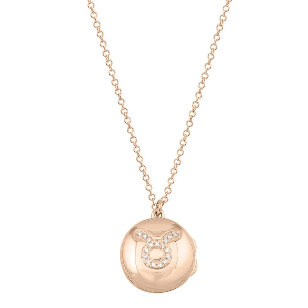 Gold Zodiac Locket Diamond Necklace