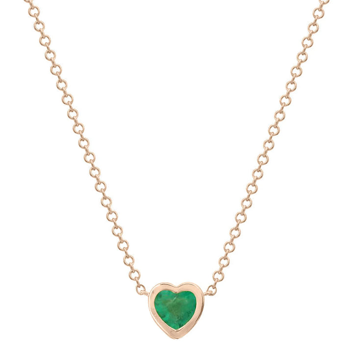 Bezel Heart Necklace with Colored Stone