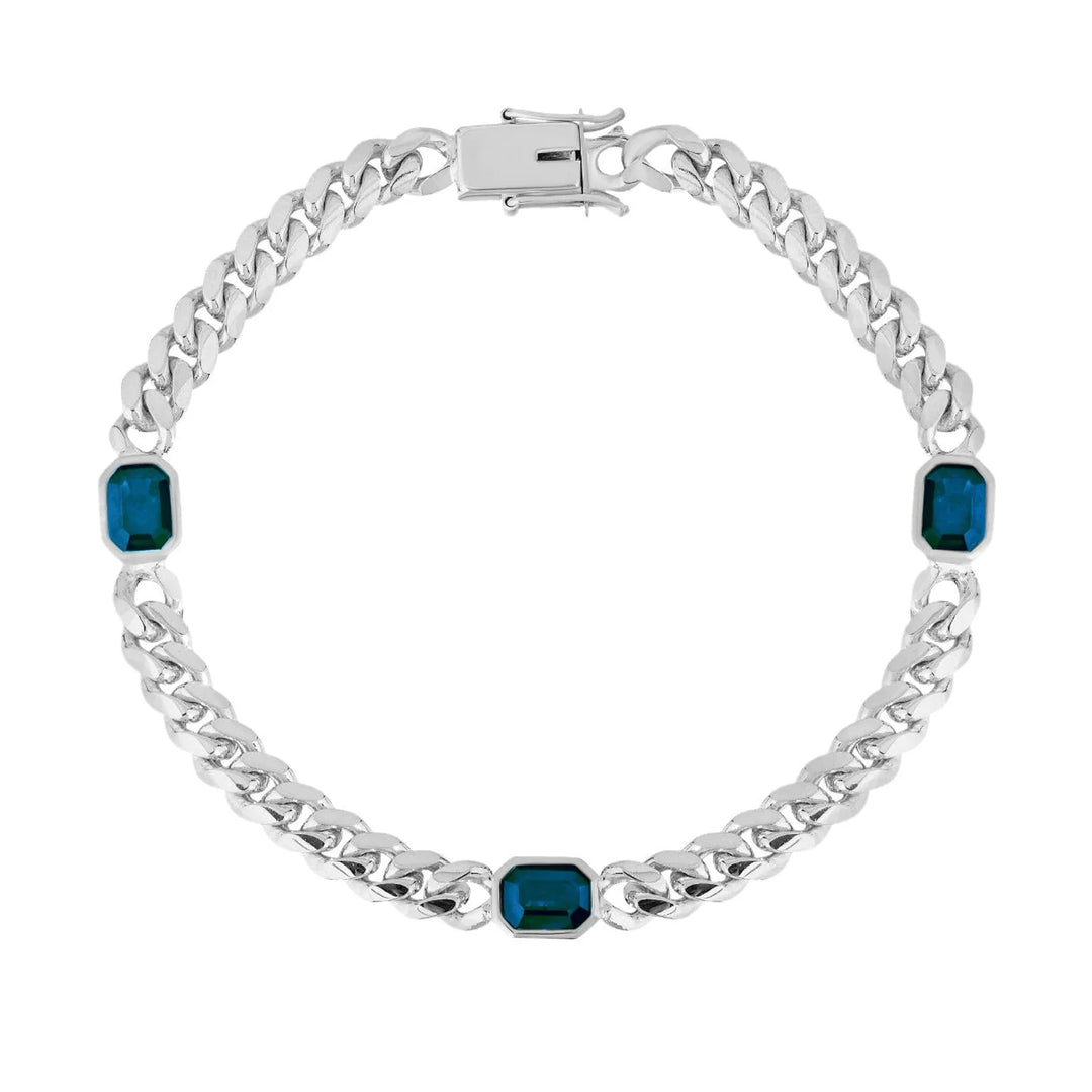 Cuban Chain Bracelet With Colored Stones