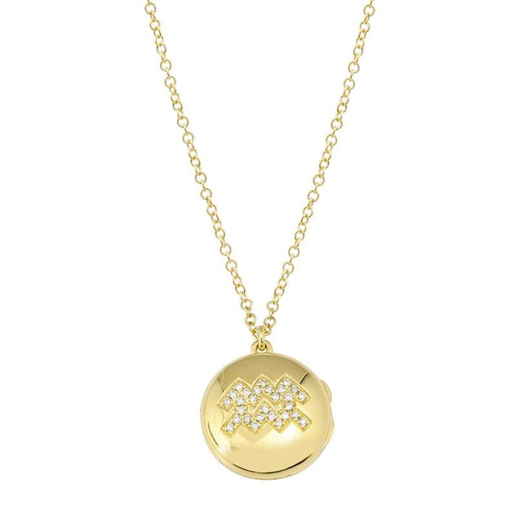 Gold Zodiac Locket Diamond Necklace