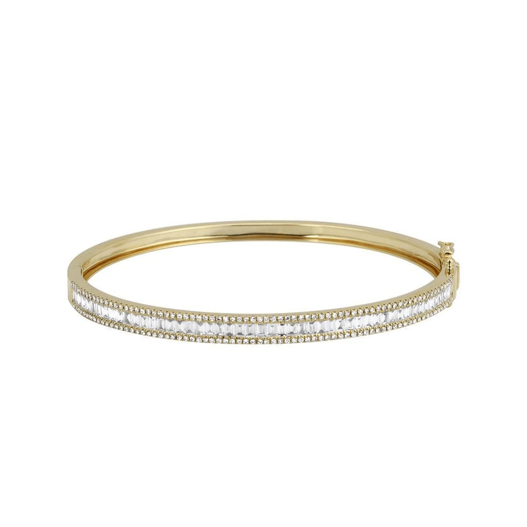 Baguette Framed Round Diamond Bangle