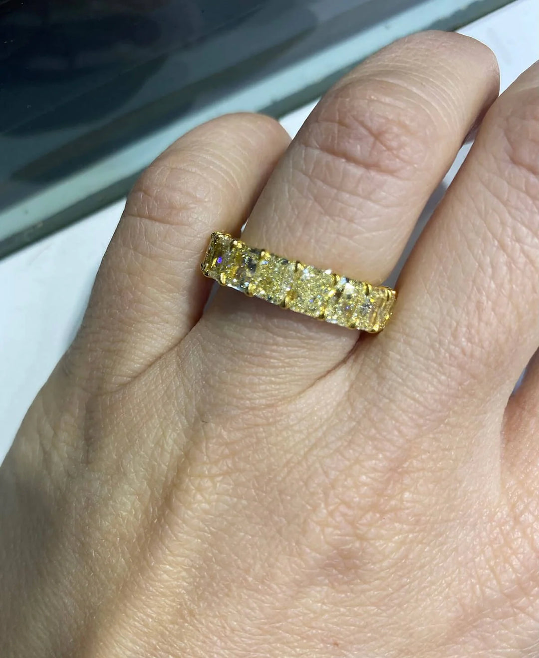 Fancy Yellow Radiant-Cut Eternity Band