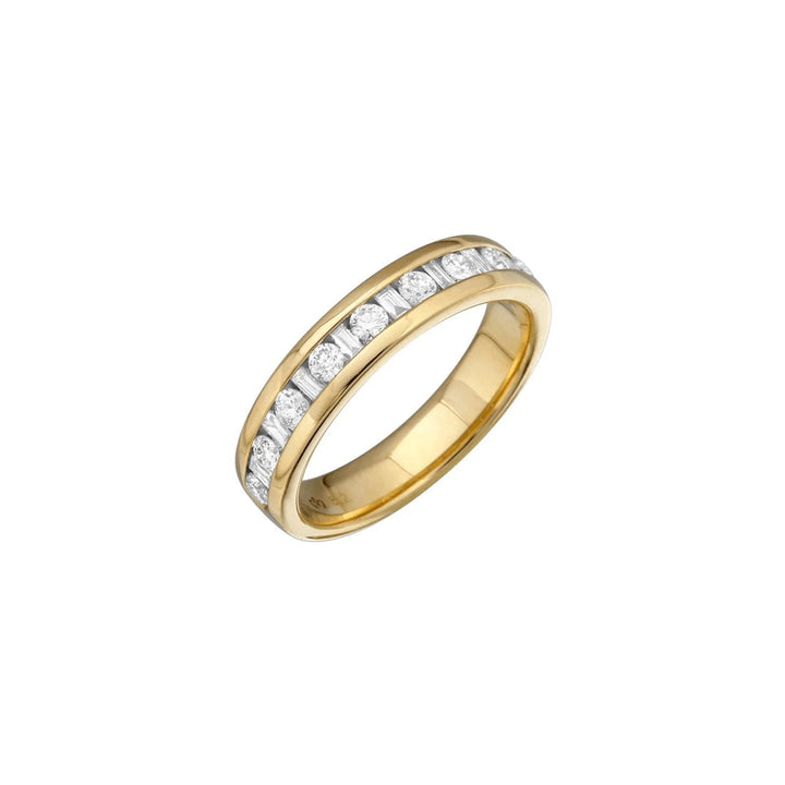 Alternating Baguette and Round Diamond Ring