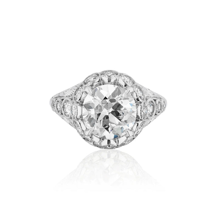 Old Mine Round Diamond Engagement Ring