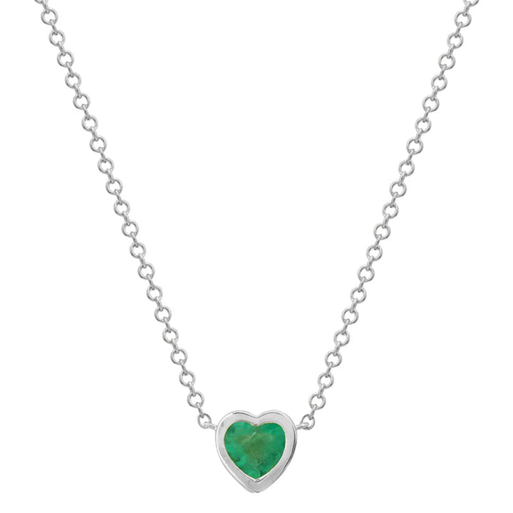 Bezel Heart Necklace with Colored Stone