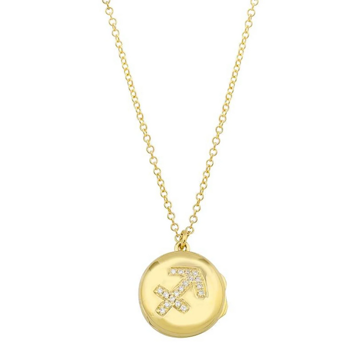 Gold Zodiac Locket Diamond Necklace