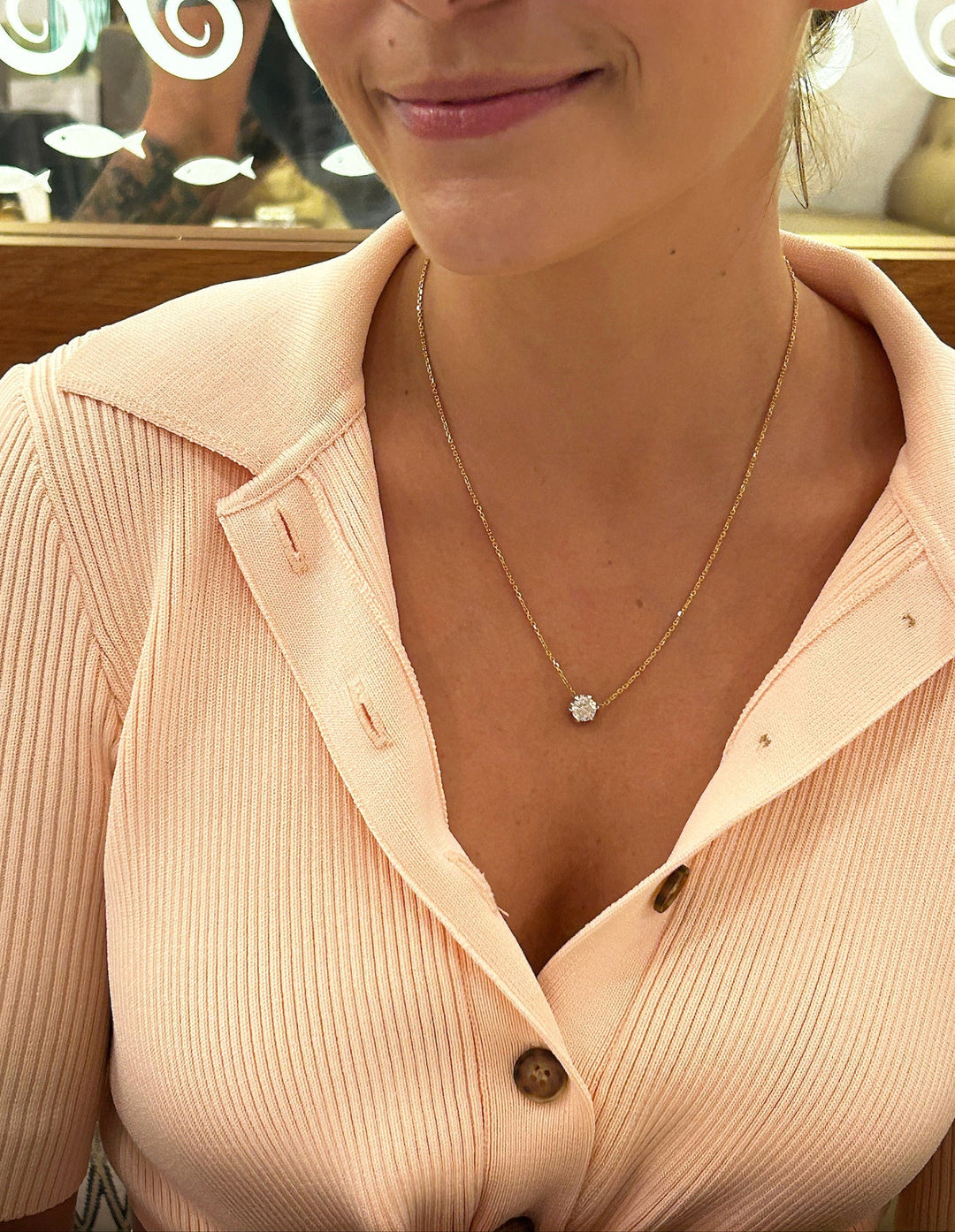 Two-Tone Buttercup Round Diamond Necklace