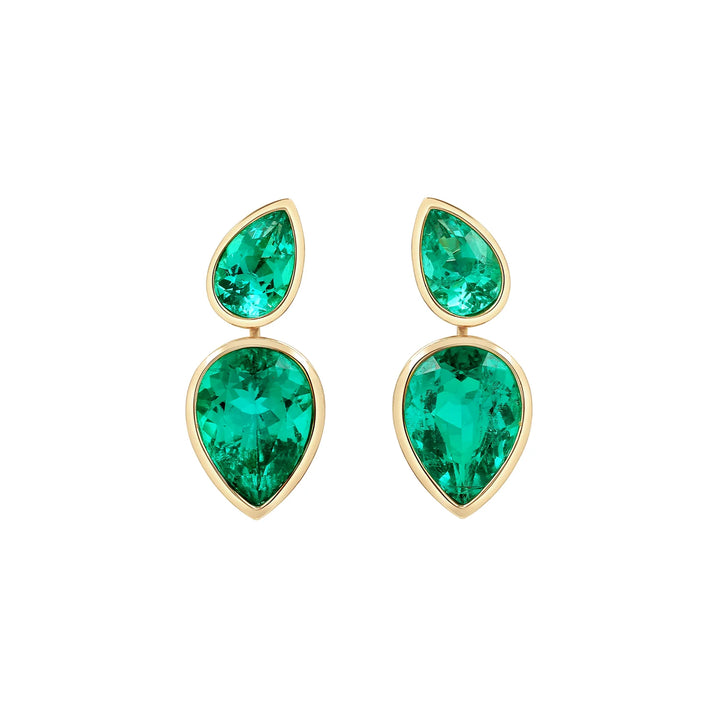 Colombian Green Emerald Pear Drop Earrings