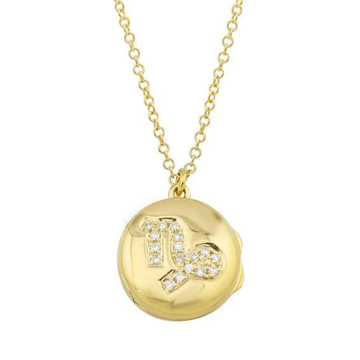 Gold Zodiac Locket Diamond Necklace