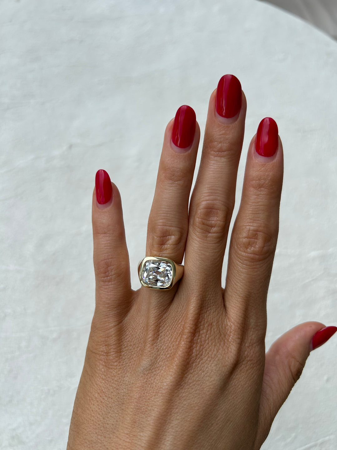 Chunky Gold Antique Cushion Diamond Ring