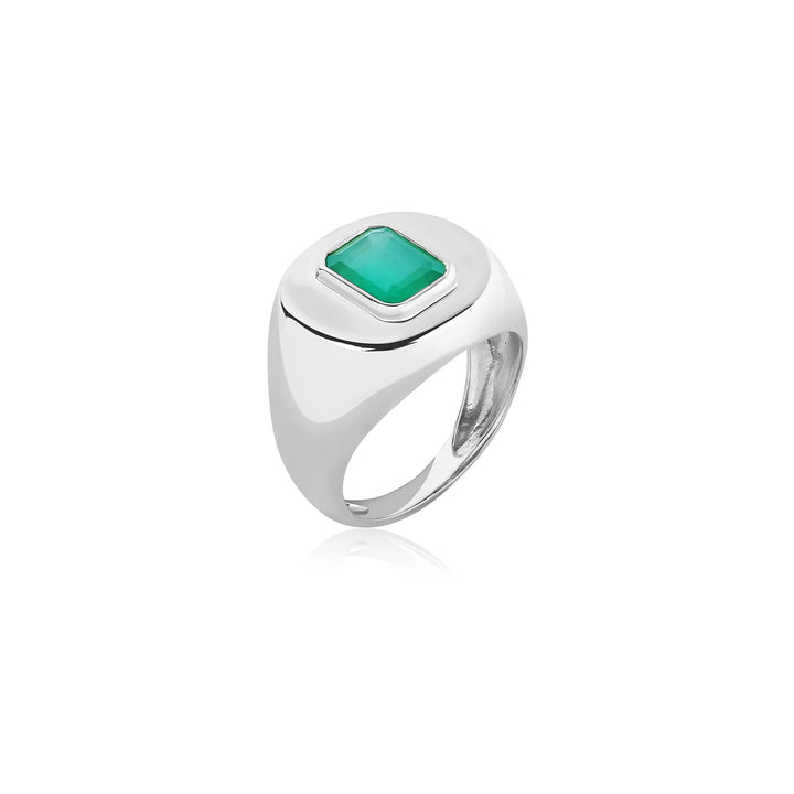 Chubby Green Emerald Signet Ring