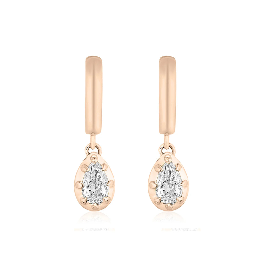 Two-Tone Pear Diamond Hoop Earrings