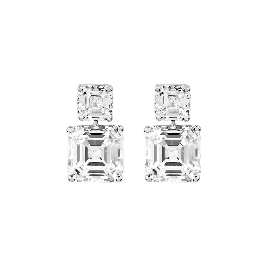 Asscher Cut Diamond Drop Earrings