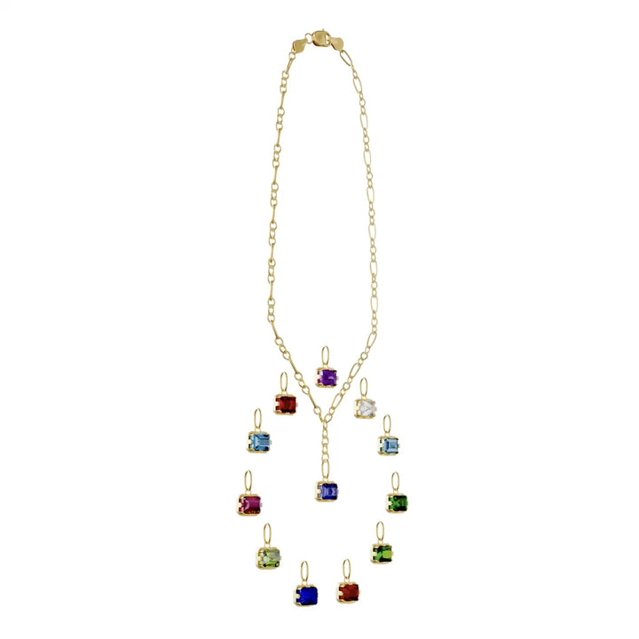 Detachable Coloured Stone Drop Necklace